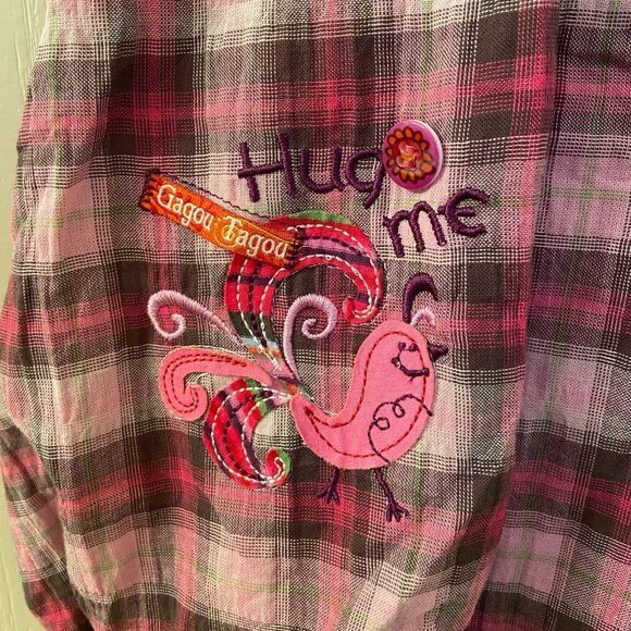 Gagou Tagou Bubble Hem Plaid Dress Pink Embroidered Girls Size 24 Months NWT - Picture 4 of 9